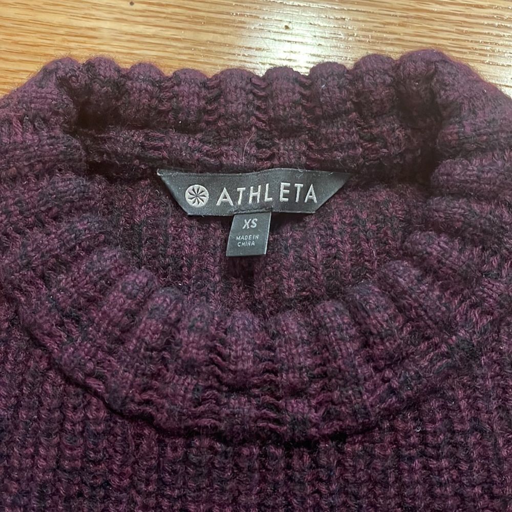 Athleta Wool Cashmere Lucca Purple Bubble Sleeve Sweater XS - Picture 4 of 6